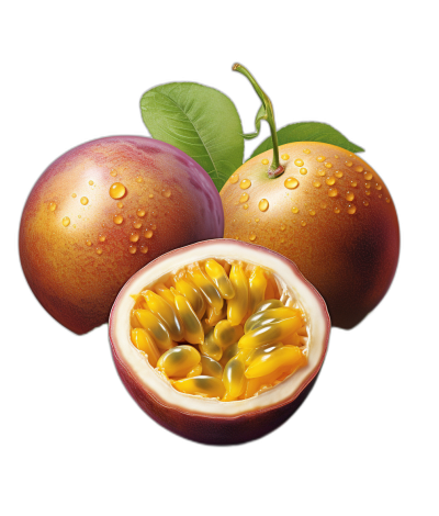 hyper realistic photo of passion fruit, whole and sliced with seeds visible, isolated on black background, high resolution digital illustration by [James Gilleard](https://goo.gl/search?artist%20James%20Gilleard), Artwork by [Peter Paul Rubens](https://goo.gl/search?artist%20Peter%20Paul%20Rubens), 3D Digital Illustration
