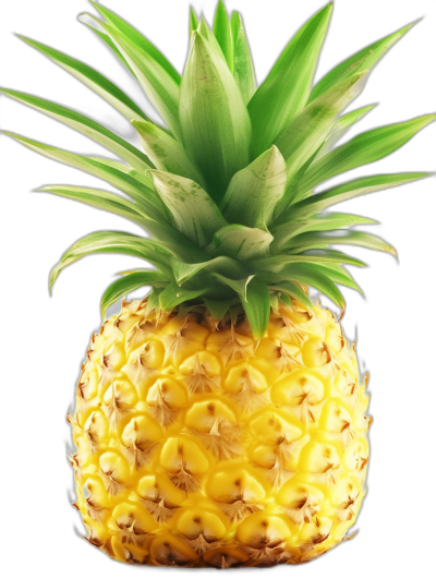 Pineapple, hyperrealistic, high resolution photography, high definition quality, solid black background